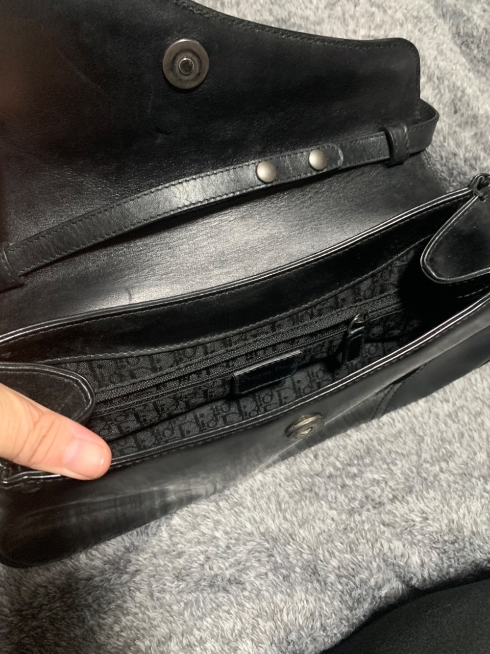 Vintage Christian Dior Black Smooth Leather Baudrier Saddle Bag - Rare Galliano - Picture 12 of 16